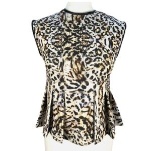 ZARA LEOPARD PRINT SLEEVELESS PEPLUM TOP SIZE Large